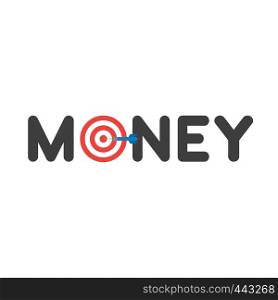 Vector illustration icon concept of money word with bulls eye and dart in the center.