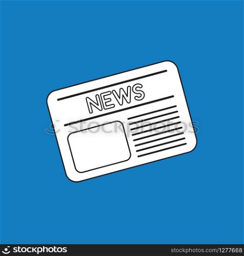 Vector illustration icon concept of newspaper. Black outlines, blue background.