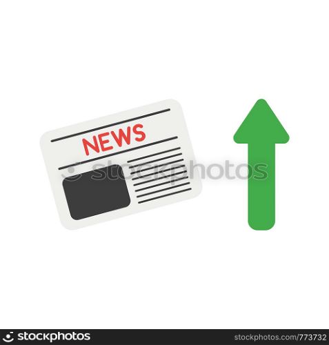 Vector illustration icon concept of newspaper with arrow moving up.