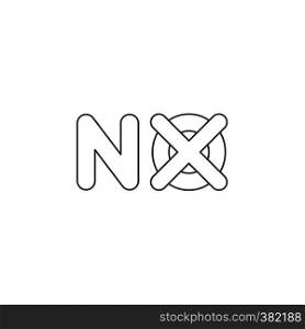 Vector illustration icon concept of no word with x mark. Black outlines.