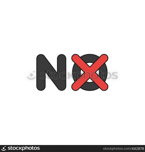 Vector illustration icon concept of no word with x mark. Colored and black outlines.