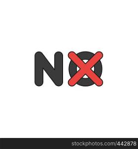 Vector illustration icon concept of no word with x mark. Colored and black outlines.