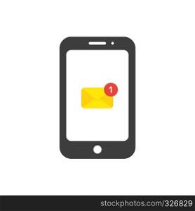 Vector illustration icon concept of one mail message envelope inside smartphone.