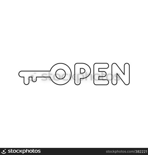 Vector illustration icon concept of open word with key. Black outlines.