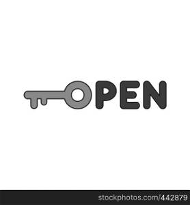 Vector illustration icon concept of open word with key. Colored and black outlines.