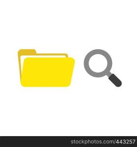 Vector illustration icon concept of opened file folder with magnifying glass.