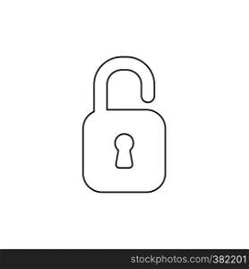 Vector illustration icon concept of opened padlock. Black outlines.