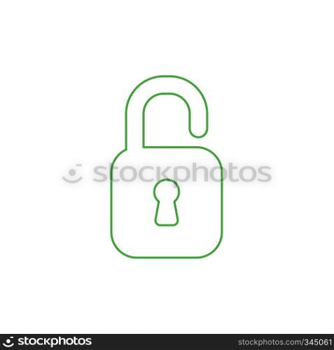 Vector illustration icon concept of opened padlock. Color outlines. 