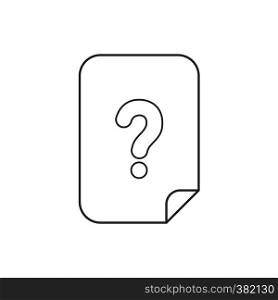 Vector illustration icon concept of paper with question mark. Black outlines.