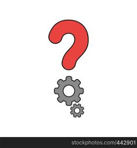 Vector illustration icon concept of question mark with gears. Colored and black outlines.