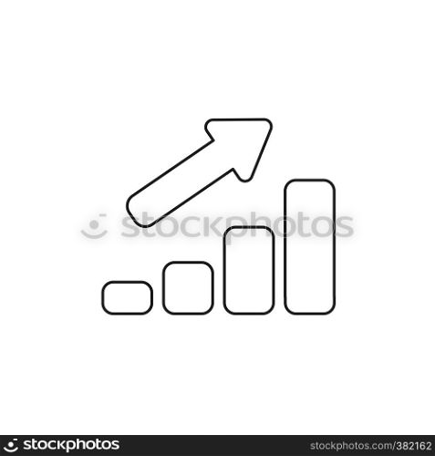 Vector illustration icon concept of sales bar graph moving up. Black outlines.