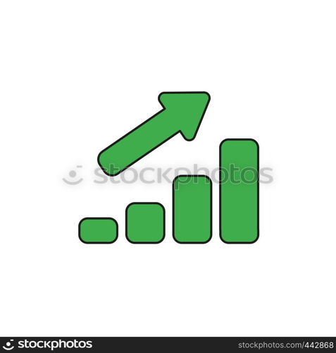 Vector illustration icon concept of sales bar graph moving up. Colored and black outlines.