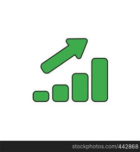 Vector illustration icon concept of sales bar graph moving up. Colored and black outlines.