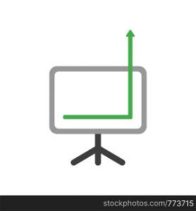 Vector illustration icon concept of sales chart arrow moving down and up, out of chart.