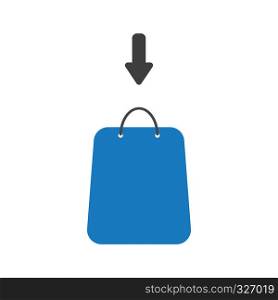 Vector illustration icon concept of shopping bag with arrow.