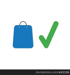Vector illustration icon concept of shopping bag with check mark.