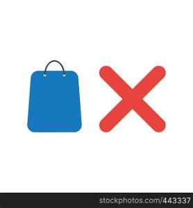 Vector illustration icon concept of shopping bag with x mark.