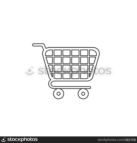Vector illustration icon concept of shopping cart. Black outlines.