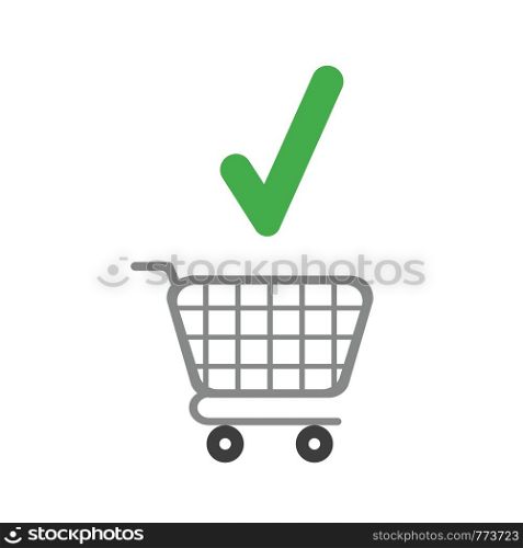 Vector illustration icon concept of shopping cart with check mark.