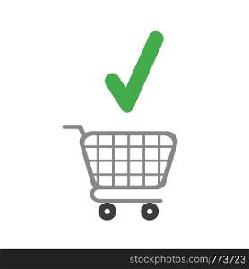 Vector illustration icon concept of shopping cart with check mark.