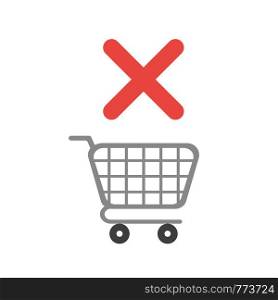 Vector illustration icon concept of shopping cart with x mark.