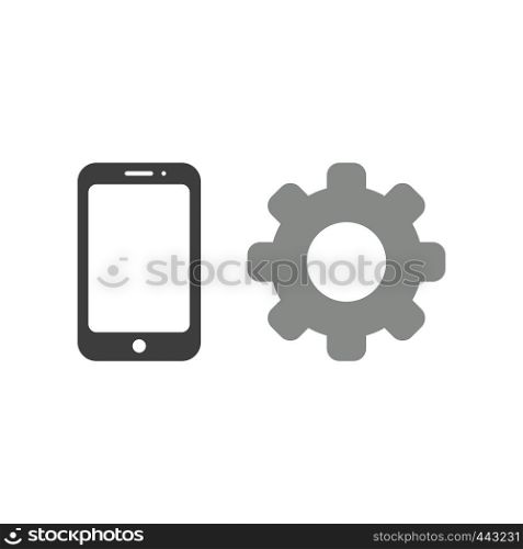Vector illustration icon concept of smartphone with gear.