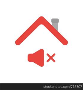 Vector illustration icon concept of sound off symbol under house roof.