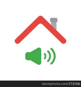 Vector illustration icon concept of sound on symbol under house roof.