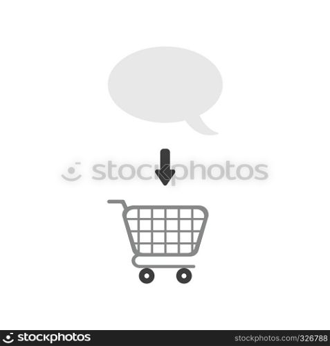 Vector illustration icon concept of speech bubble inside shopping cart.