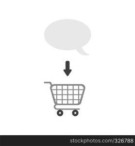 Vector illustration icon concept of speech bubble inside shopping cart.