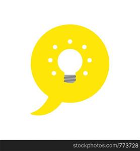 Vector illustration icon concept of speech bubble with glowing light bulb.
