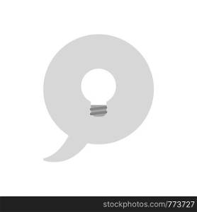 Vector illustration icon concept of speech bubble with grey light bulb.
