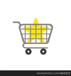 Vector illustration icon concept of star inside shopping cart.