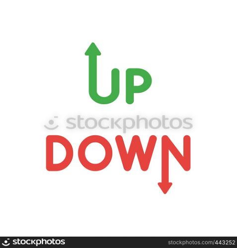Vector illustration icon concept of up and down words with arrow moving up and down.