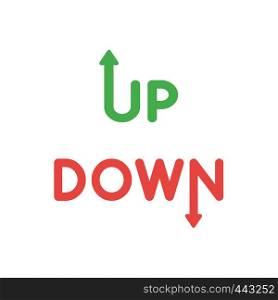 Vector illustration icon concept of up and down words with arrow moving up and down.