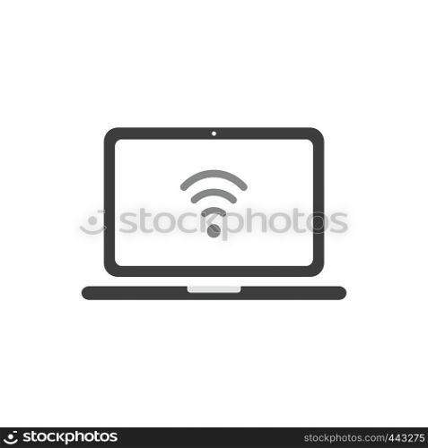 Vector illustration icon concept of wireless wifi symbol inside laptop computer.