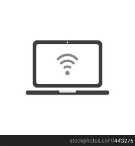 Vector illustration icon concept of wireless wifi symbol inside laptop computer.
