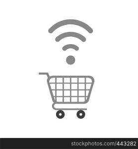 Vector illustration icon concept of wireless wifi symbol with shopping cart.