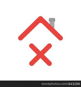 Vector illustration icon concept of x mark under house roof.