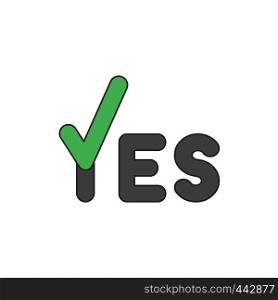 Vector illustration icon concept of yes word with check mark. Colored and black outlines.