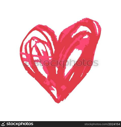 Vector illustration. Icon in hand draw style. Heart. Drawing with wax crayons, children&rsquo;s creativity. Icon in hand draw style. Drawing with wax crayons, children&rsquo;s creativity