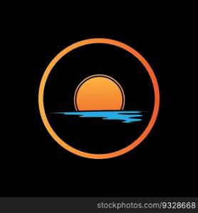 Vector illustration Icon Logo Template Sunrise on black background