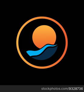 Vector illustration Icon Logo Template Sunrise on black background