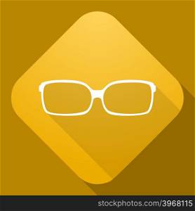 Vector illustration. Icon of Sunglasses with a long shadow. Icon of Sunglasses with a long shadow