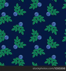 vector illustration, imitation of embroidery. blue forest summer berry with green leaves seamless pattern. Bilberries. background for textile, wallpaper, covers, surface, print, gift wrap.. vector illustration, imitation of embroidery. blue forest summer