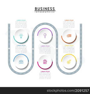 vector illustration infographic design template with 6 options or steps. used in presentation In business or marketing