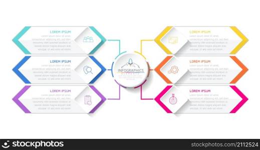 vector illustration infographic design template with 6 options or steps. used in presentation In business or marketing