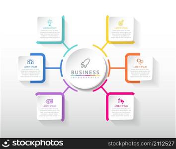 vector illustration infographic design template with 6 options or steps. used in presentation In business or marketing