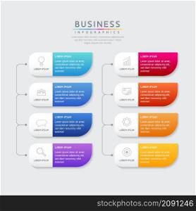 vector illustration infographic design template with 8 options or steps. used in presentation In business or marketing