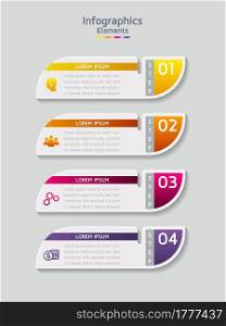 Vector illustration infographics design template, business information, presentation chart, with 4 options or steps. 
